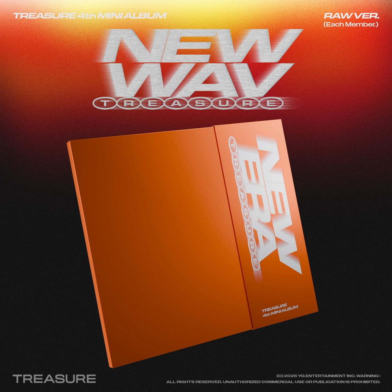 TREASURE NEW WAV 4th Mini Album RAW Ver. - orange sleeve cover