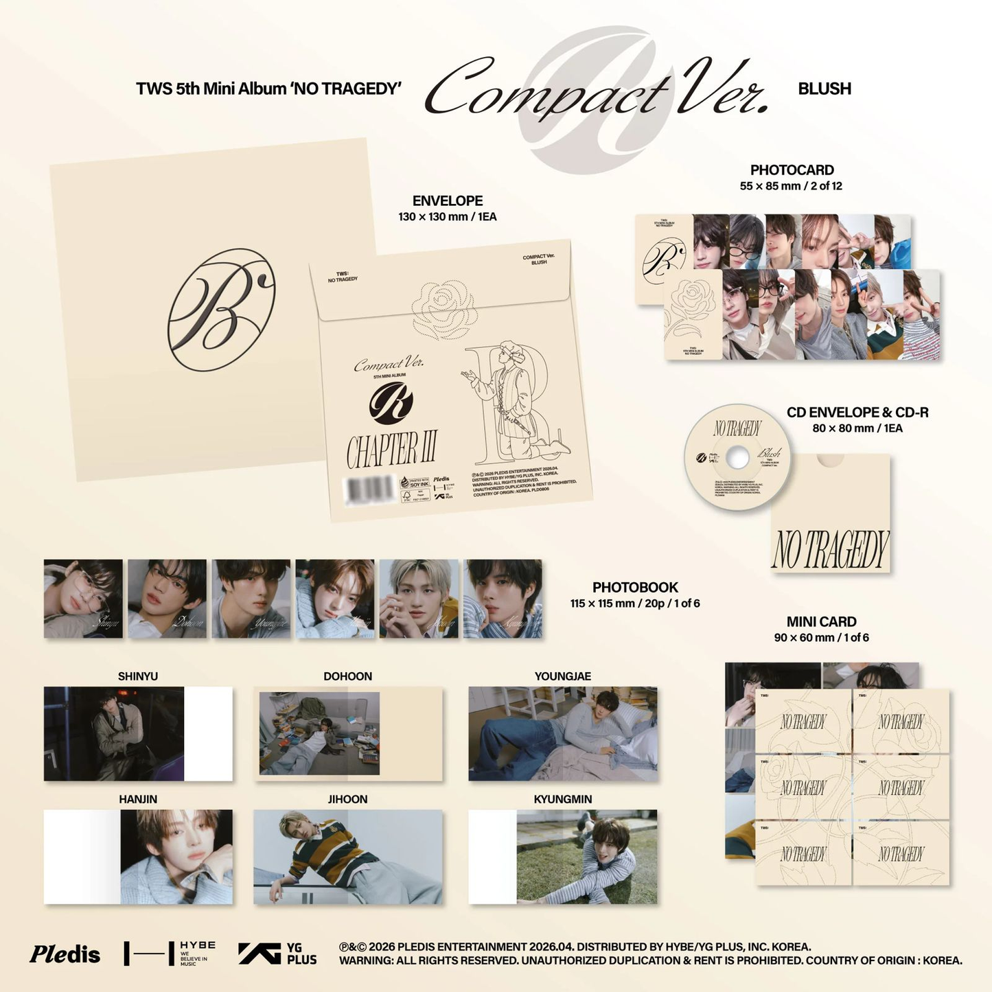 TWS - 5th Mini Album 'NO TRAGEDY' BLUSH (Compact Ver.) TWS