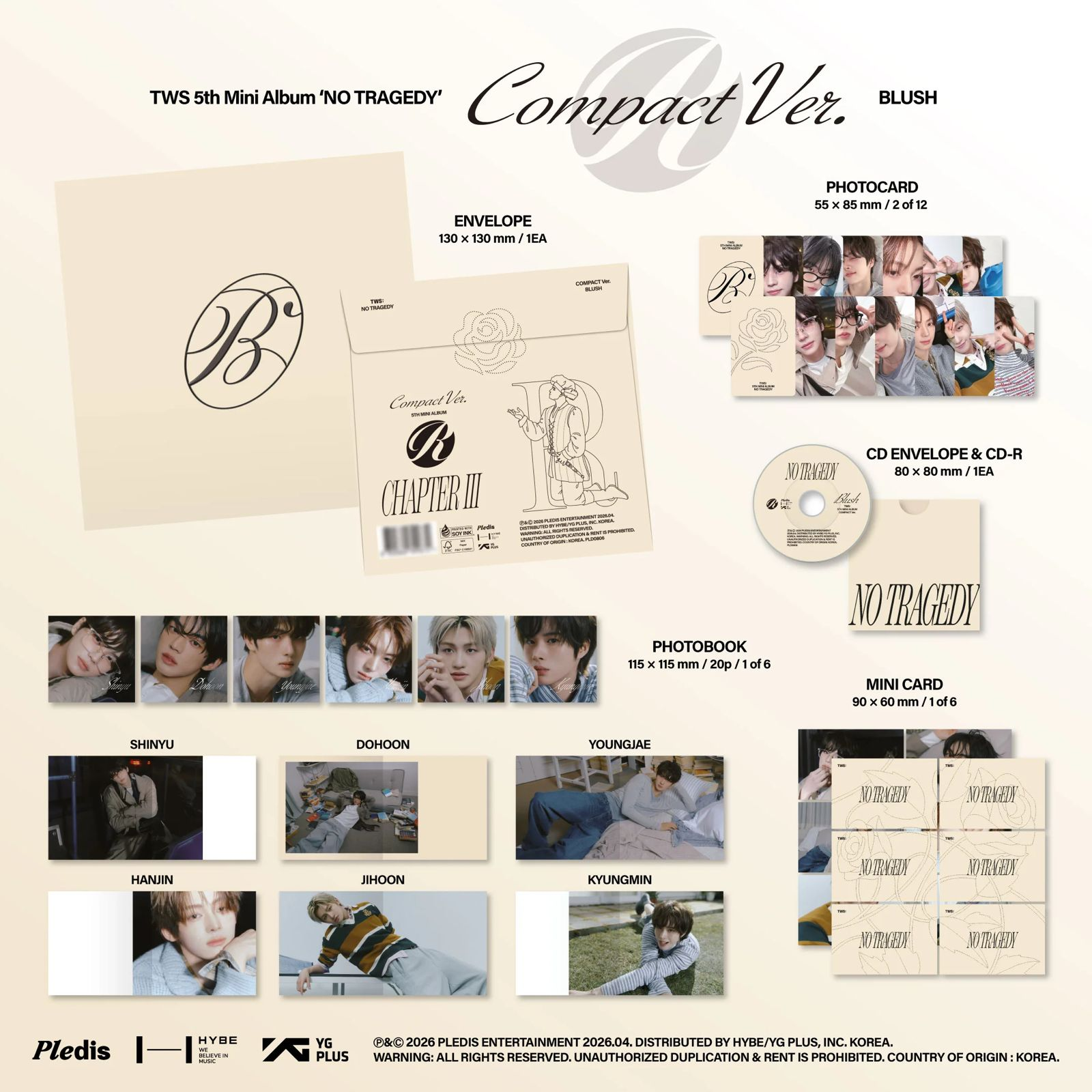 TWS - 5th Mini Album 'NO TRAGEDY' BLUSH (Compact Ver.) TWS