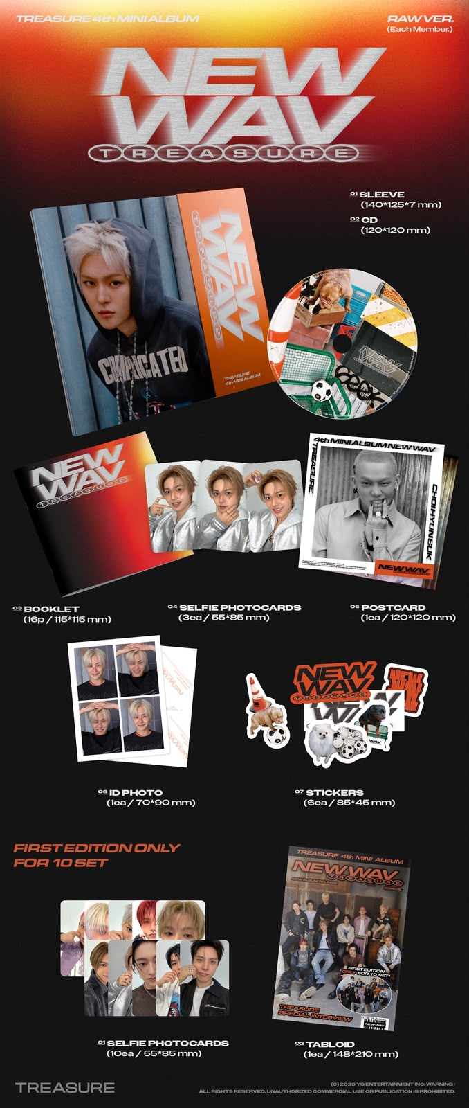 TREASURE NEW WAV 4th Mini Album RAW Ver. - full contents member ver.