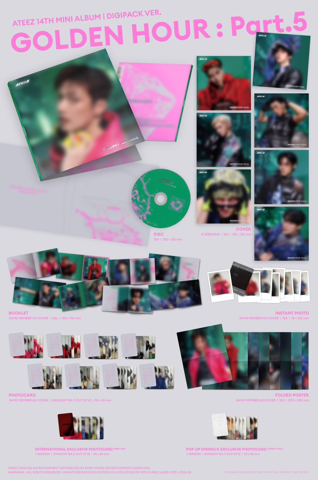 ATEEZ GOLDEN HOUR Part.5 DIGIPACK Ver. - member unit covers